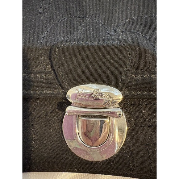 Vera Bradley ID Wallet Black Quilted Silver Hardware - Picture 2 of 6